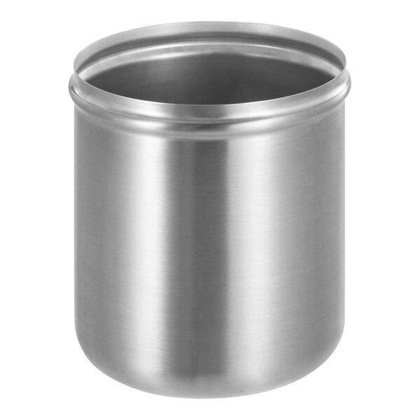 A silver stainless steel Server Products insert with a lid.