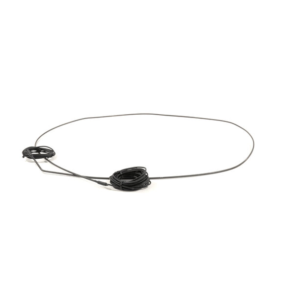 A black wire with a round object on it.