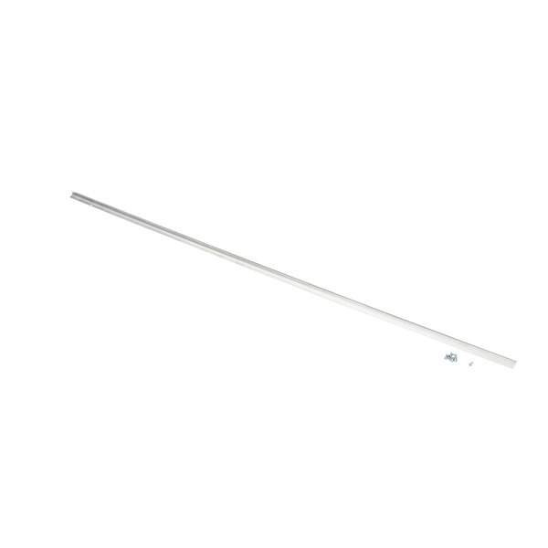 A long white plastic tube with a long metal rod and screws inside.
