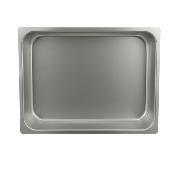 An Alto-Shaam stainless steel drawer pan with a rectangular shape.