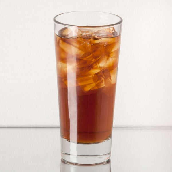 A Libbey Elan beverage glass filled with iced tea.