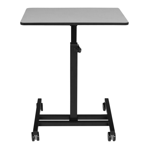 An Oklahoma Sound EduTouch mobile sit and stand cart with black metal legs and wheels.
