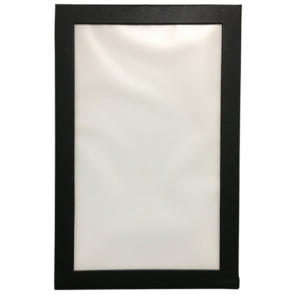 A black rectangular frame with a white surface.