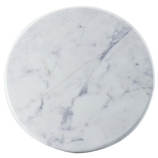 A white marble melamine tray with black veins.