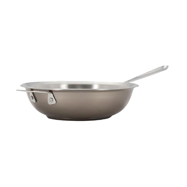 A silver stainless steel Bon Chef Cucina saute pan with a handle.