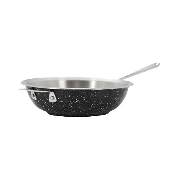 A black and silver Bon Chef Cucina saute pan with a black handle.