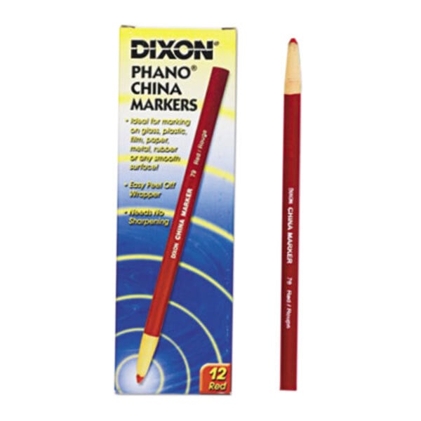 A box of 12 red Dixon China Markers.