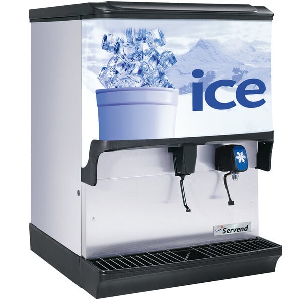 A white Servend countertop machine with ice in it.