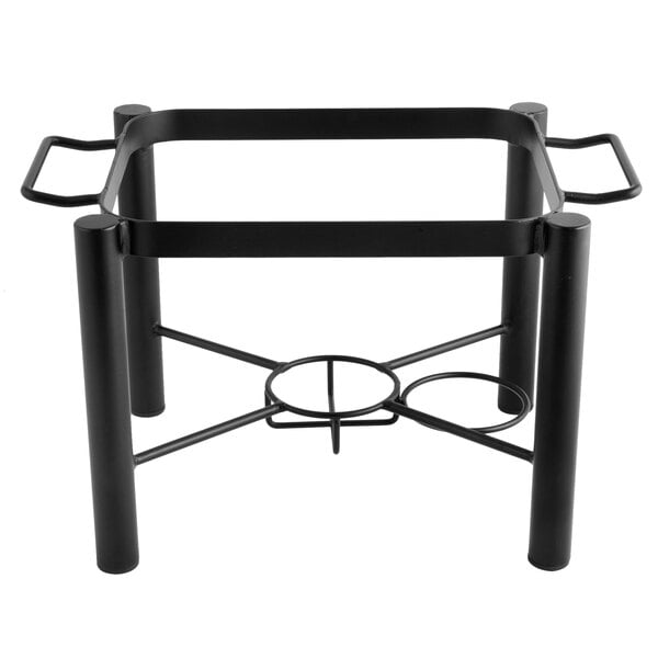 A black metal Acopa half size chafer stand with four legs.