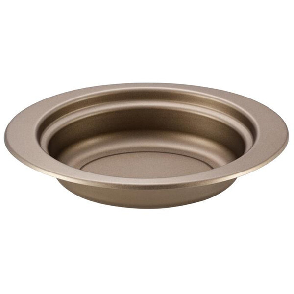 A close-up of a brown Bon Chef oval food pan.