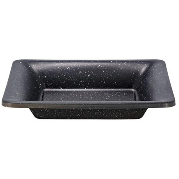 A black rectangular Bon Chef Galaxy food pan with speckles on it.
