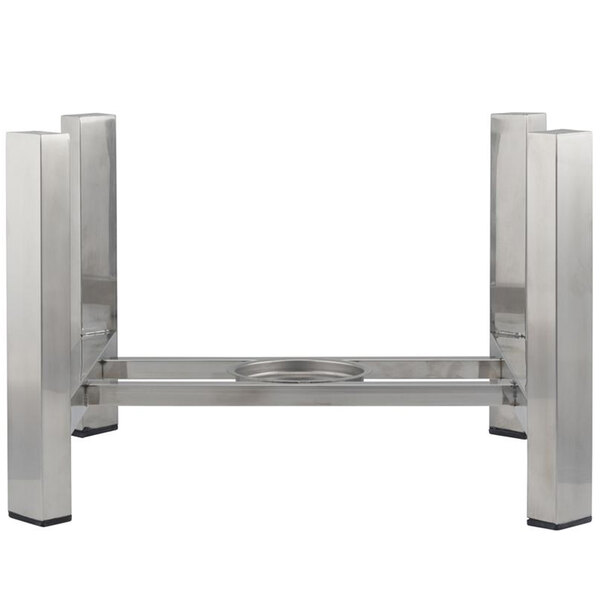 A Bon Chef stainless steel induction chafer stand with two legs.