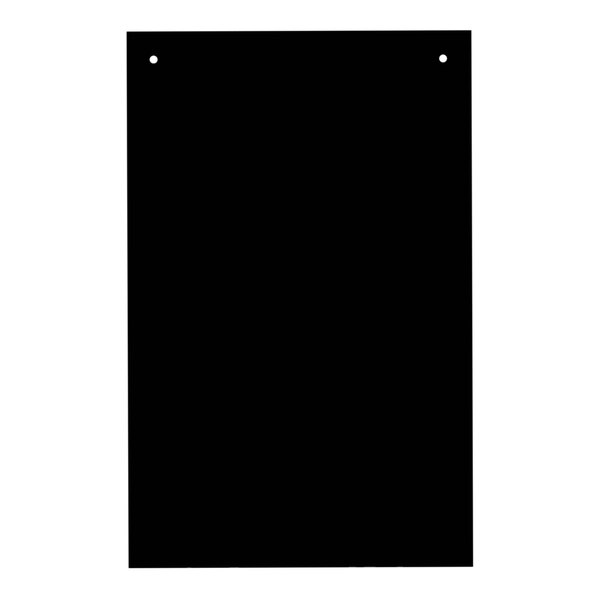 A black rectangular sign with white border and two holes.
