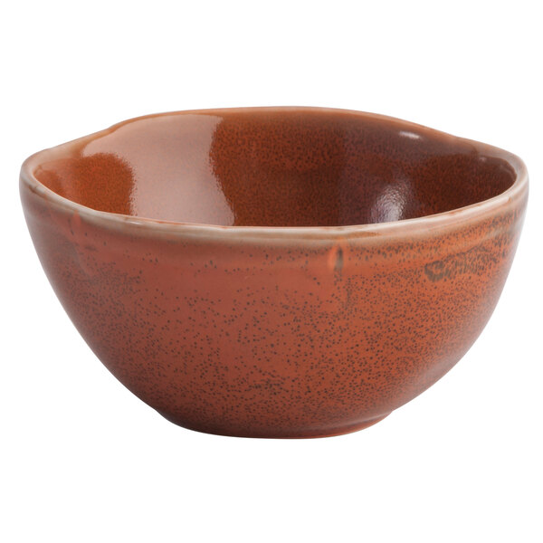 A brown bowl with specks.