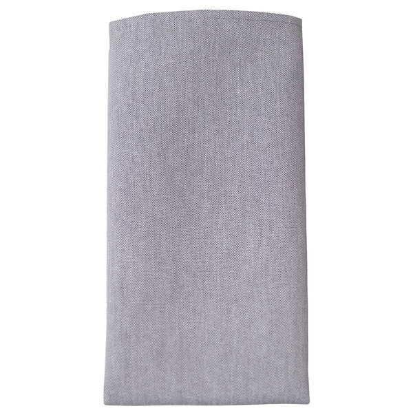 A close-up of a gray Snap Drape chambray cloth napkin.