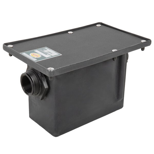 An Ashland PolyTrap 4804 grease trap with a black plastic cover.