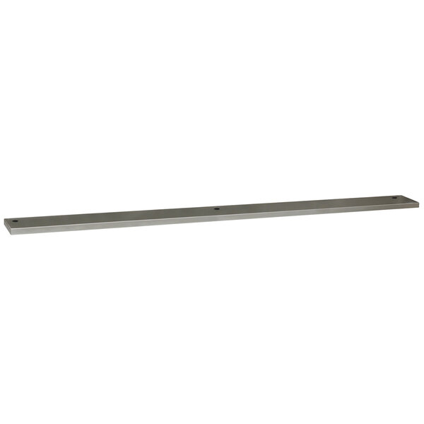 A long metal bar with holes in each end on a white background.