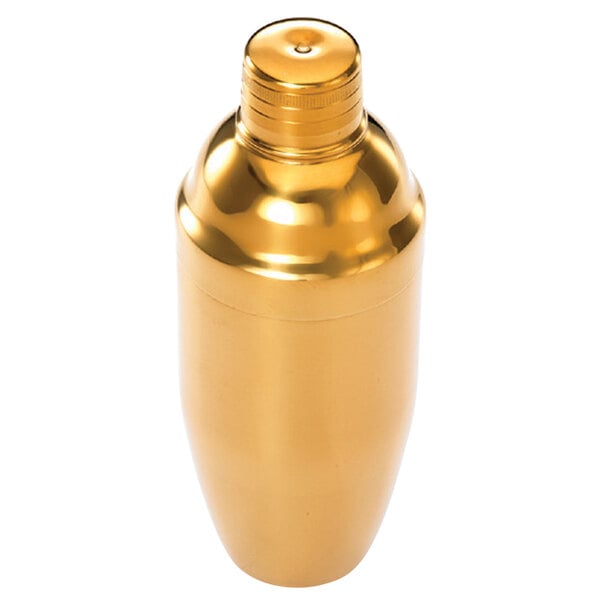 A Barfly gold-plated Japanese cocktail shaker with a lid.