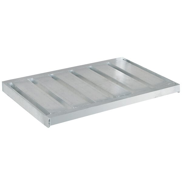 A Channel cantilever aluminum shelf with metal E-channels.