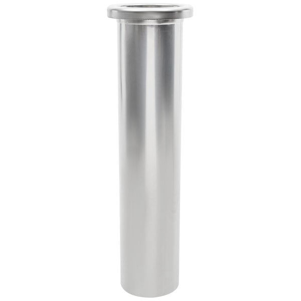 A silver stainless steel cylinder with a round top.