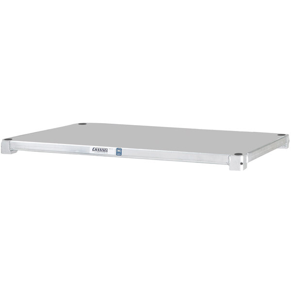 A silver rectangular Channel adjustable solid aluminum shelf.