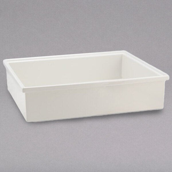 A white rectangular Bon Chef Smart Bowl with a sandstone finish on a white background.