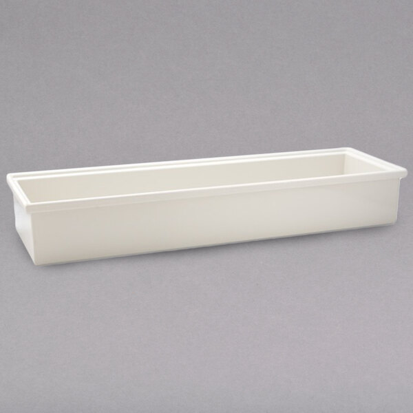 A white rectangular Bon Chef container with a lid.