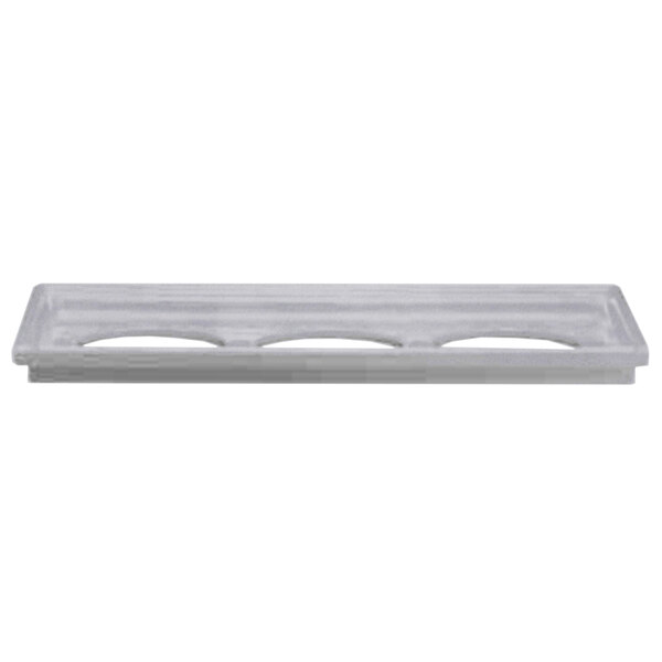 A white rectangular Bon Chef adapter plate with three small holes.