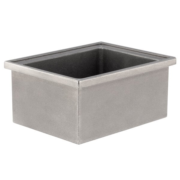 A silver rectangular Bon Chef container with a square top.