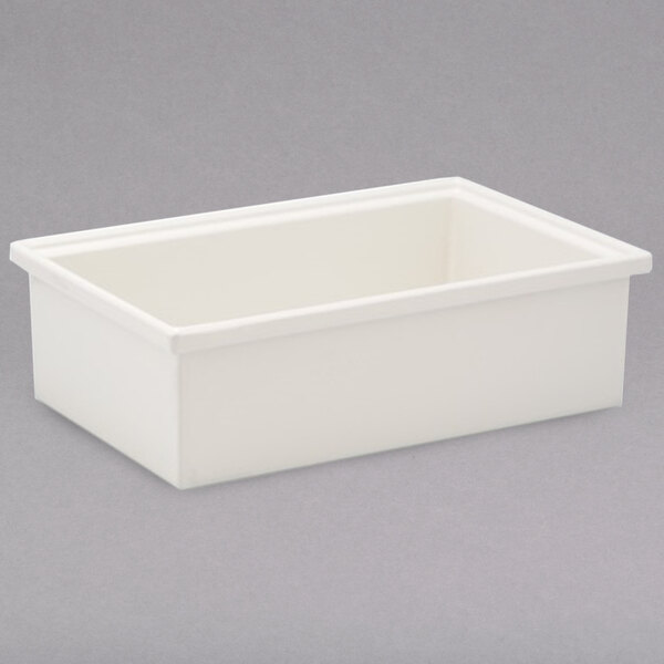 A white rectangular Bon Chef smart bowl with a lid.