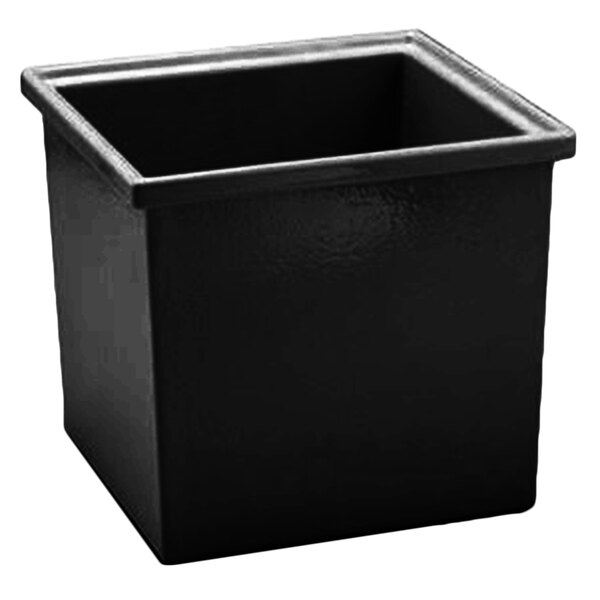 A black rectangular Bon Chef container with a square top.