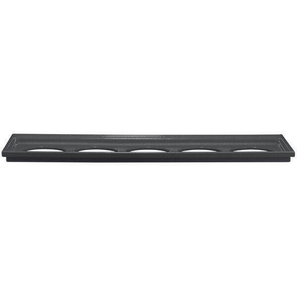 A black rectangular Bon Chef adapter plate with 5 holes.
