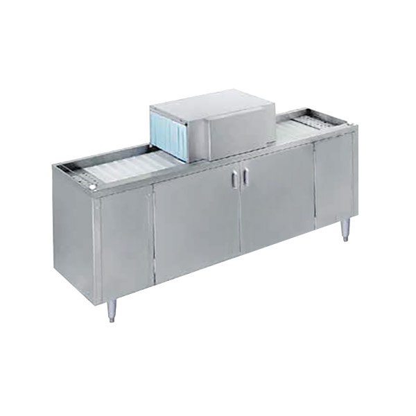 A stainless steel Champion pass-through glass washer with a large rectangular door.
