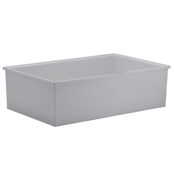 A Bon Chef pewter-glo full size food pan with a lid.