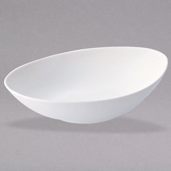 A white Oneida Stage porcelain oval soup bowl.