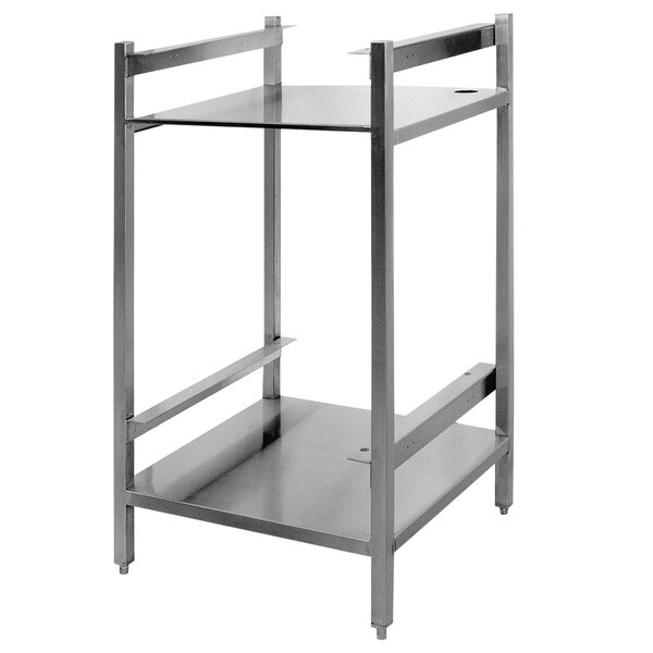 A metal Cleveland Stacking Stand with two shelves on it.