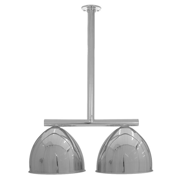 A silver Hanson Heat Lamps ceiling mount with two heat lamps.