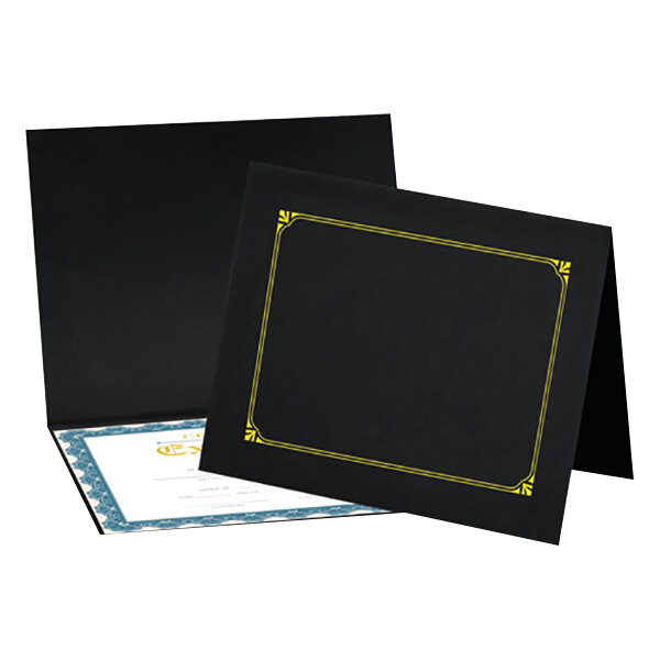 A black rectangular document cover with a yellow border.