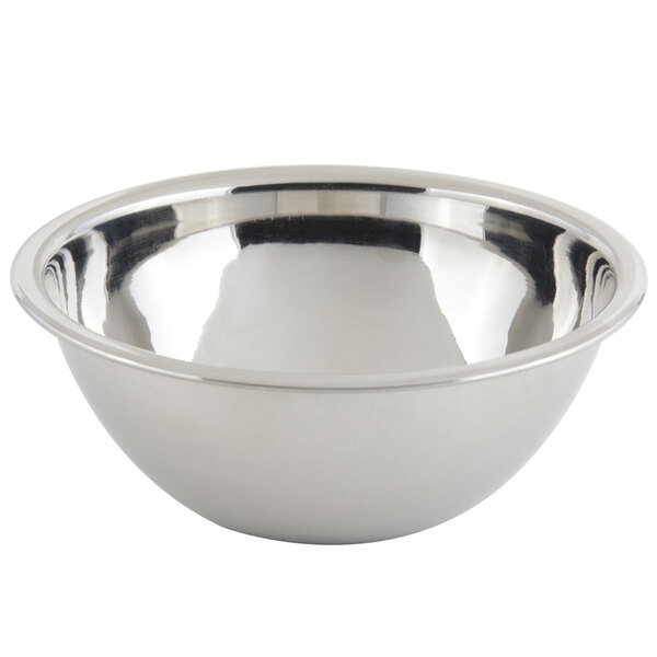 A silver stainless steel bowl.