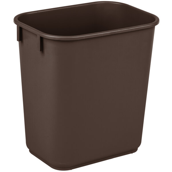 A brown Continental rectangular wastebasket.