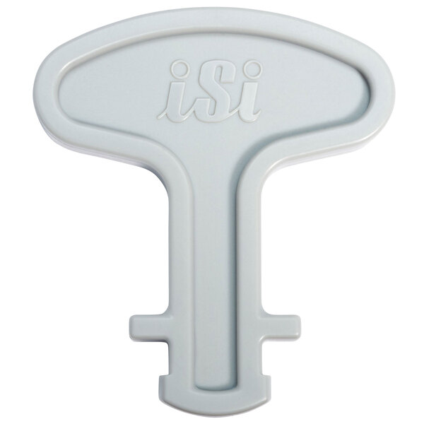 A white plastic iSi measuring tube key holder.
