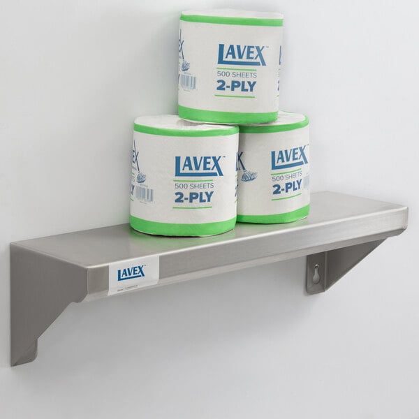 Lavex 5" x 18" Stainless Steel Restroom Wall Mount Shelf