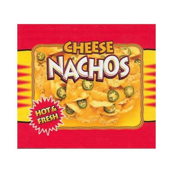 A red and yellow box with a red and yellow label for APW Wyott nachos.