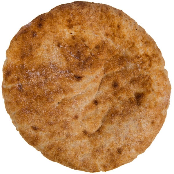 A round brown bread on a white background.