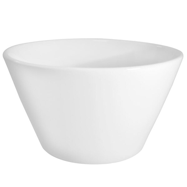A CAC bright white porcelain soup bowl on a white background.