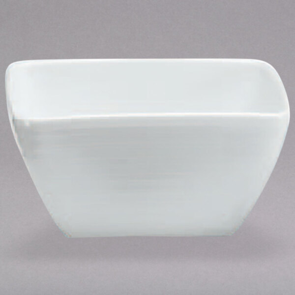 A white square Oneida porcelain bowl.