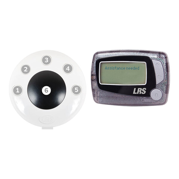 A white LRS Pronto push-button transmitter with numbers on it.
