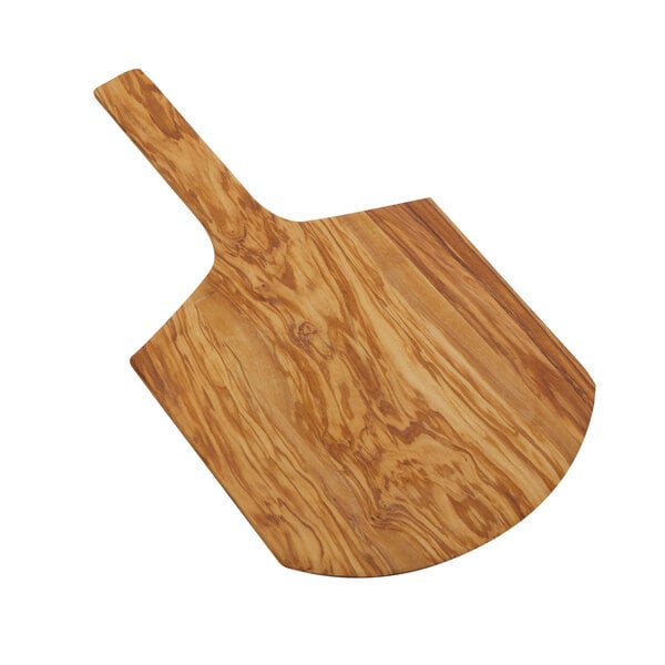 An American Metalcraft olive wood paddle with a handle.