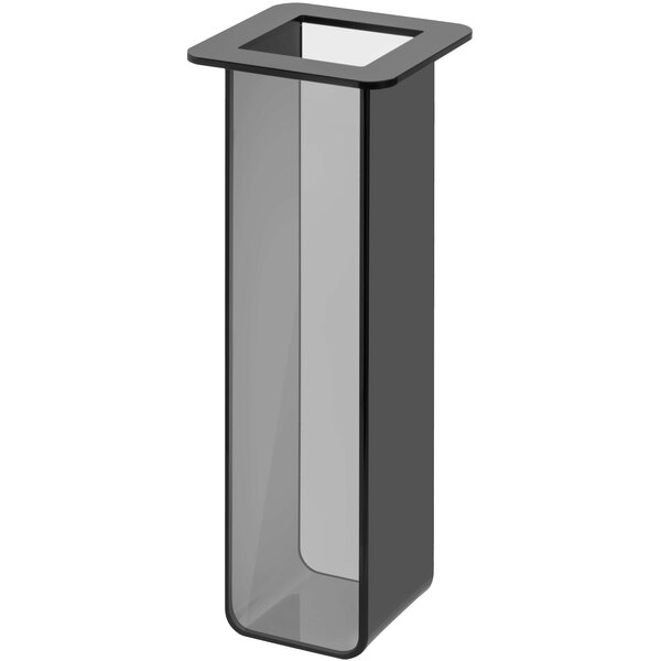 A black rectangular object with a transparent glass inside.