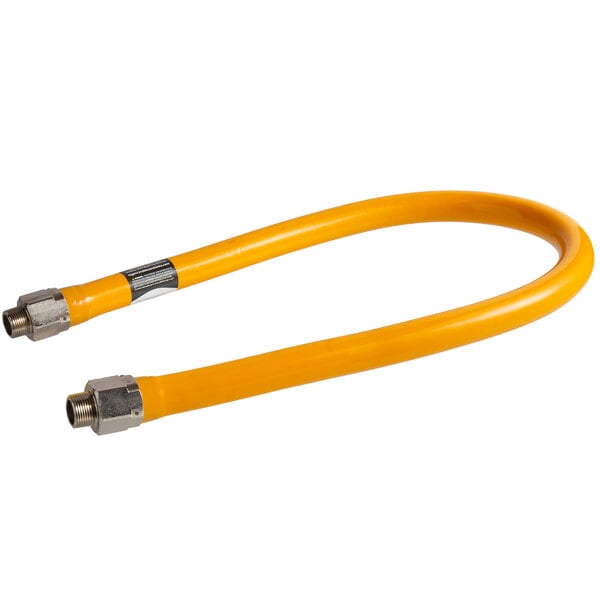 A yellow Regency gas connector hose with two silver metal connectors.